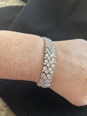 Sterling Silver 925 Clear Rhinestone Tennis Bracelet 7 Inches Of Sparkle!
