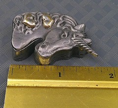 Vintage Torino Pewter Jewelry Set Heart Earrings Unicorn Brooch Pin Trinket Box