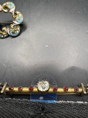 Antique Victorian Brooch Lot of 5 | Chinese Kingfisher Feather Jewelry | Enamel