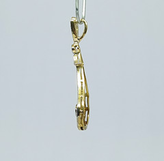 Art Deco Sapphire Diamond Drop Pendant 18K Yellow Gold – 751