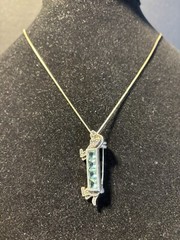 Vintage Sterling Rhinestone Dachshund Dog Pin/Pendant Necklace 18”