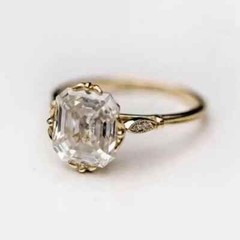 Art Deco Style 3.Ct Asscher Cut Lab-Created Diamond Wedding Ring 14K Gold Finish