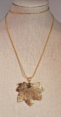 Vintage Canadian Sugar Maple Leaf 24K Gold Dipped Pendant on a 18KGP Snake Chain