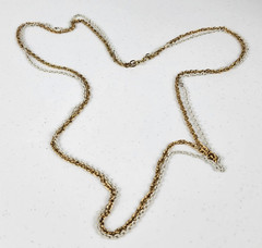 Vintage Gold And White Double Chain Necklace 30.5 In Spring Ring Clasp