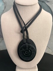 Gerda Lynggaard Monies Leather , Ebony Wood & Black Onyx Pendant Necklace