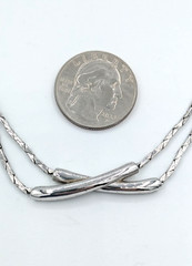Vintage MONET Bar Necklace Braided Double Strand Silver Tone