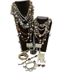 Jewelry Lot Vintage to NOW Necklace Bracelet Earrings Pearlized Shell 21 pc LOT