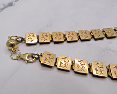 Antique 12k Yellow Gold Silver Book Sandwich Reversible Chain 18″ Necklace #110
