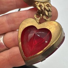 Vintage Large Heart Shaped Pin Red Copper