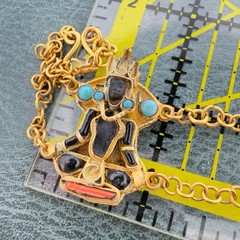 Vintage 🖤 Tibetan Nepalese Turquoise Coral CHOKER Buddha Goddess BRASS Necklace