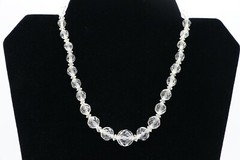 J4I Vintage Art Deco Sterling Silver Faceted Graduated Crystal Glass Necklace