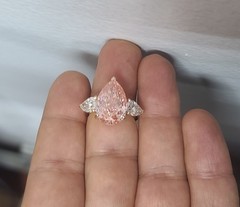 14k Rose Gold Engagement Ring 10.77ct Lab Grown Pink Diamond Pear Shape IGI