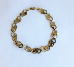 VTG NECKLACE ART NOUVEAU 14Kt/STERLING/SYMMETALIC AMETHYST AND MOONSTONE 16″ 40g