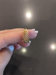 Avon Lattice Lace Rhinestone RING size 7.5 Nickel Free Gold Plated 70s VTG N30