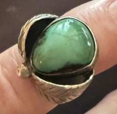 Vintage Navajo Sterling Silver Turquoise Cuff Bracelet & Ring: 38g /7g