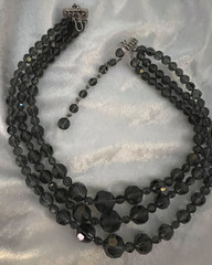 VINTAGE AURORA BOREALIS (AB) 17″ NECKLACE, 7″ BRACELET & SCREW-BACK EARRINGS SET