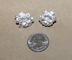 Vtg Sterling Silver Art Nouveau Floral Set Earrings clip-Bracelet 6.5″- Ring 5.5