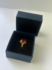 Vintage Red Cubic Zirconia Ring Gold Plated Womens Size 9.5