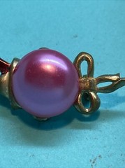 Vintage 1949 Jewelry Pin Button Pink Pearl Uncas Mfg Co Cope 1949 Pat Pend.
