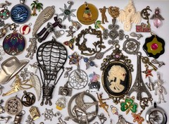 Lot Vtg & Modern Fun Novelty Pendant Findings Charms Jewelry Making Art