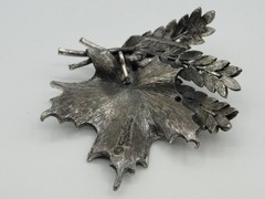 Vintage MCM Tortolani Silver Plated Pewter Maple Leaf & Wheat Pendant (Large)