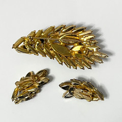 Vintage Juliana Rhinestone Brooch Clip Earrings Autumn Colors Watermelon Gold