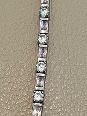 Sterling Silver FAS Tennis Bracelet Pink & White Simulated Gems 7”