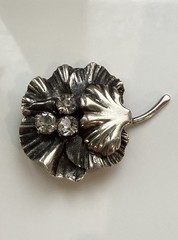 Vintage Soviet gilded brooch pin White