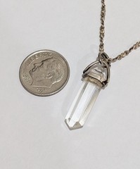 Vintage Sterling Silver Quartz Crystal Point 1.25″ Pendant 16″ Necklace