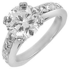 Vintage 2.44ct Transitional Ideal Cut Diamond Platinum Ring