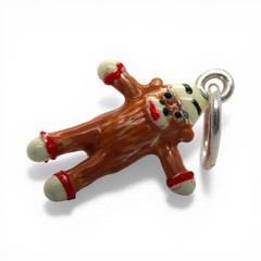 Sterling Silver SOCK MONKEY Charm for Bracelet PENDANT Hand-enameled CUTE!