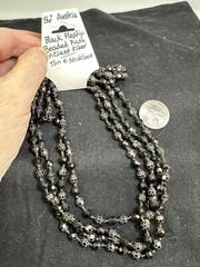 Necklace 56″ Single Strand Knotted Push-In Clasp AUSTRIA Vintage Silver M-6936