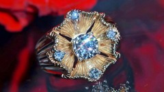 14k yellow gold sz 6 ring 0.80ct natural diamond flower vintage 8.26g Prism-lite