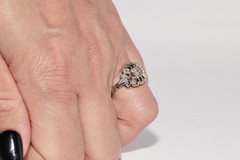 Antique Circa 1920s 18k Gold Art Deco Natural Diamond Decorated Ring