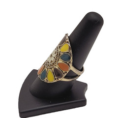 Southwestern Style Native Design Flower Blossom Vintage Silver Tone Ring 8.5