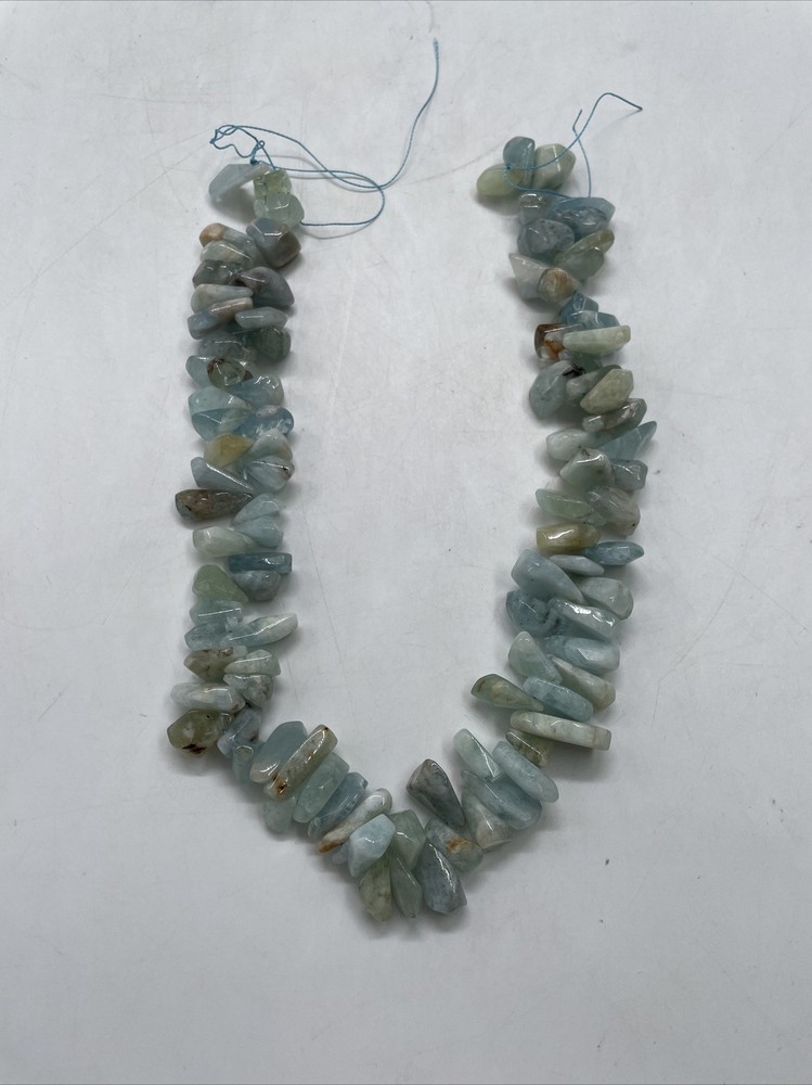 Vintage Marbled Blue Aquamarine Stones For Crafting 16” 124g