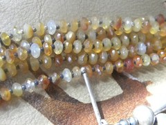 GOLDEN AGATE & STERLING SILVER (5) STRAND NECKLACE 25″ D. CORIZ