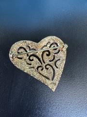 Vintage 1928 Clear Rhinestone Heart Brooch