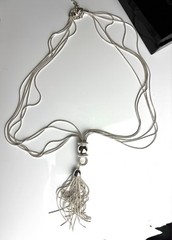 Joan Rivers M Silver Tone Multi Strand Snake Chain Tassel W/box