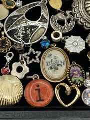 Vintage-Now Jewelry Lot Of 120 Pendants & Charms For Necklaces Enamel Rhinestone