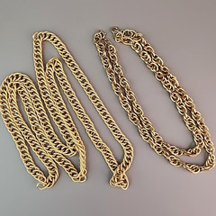Vintage Chain Necklace Lot of 2 Curb Link Rope Gold Tone