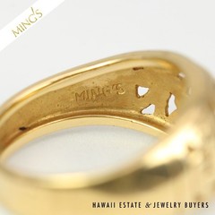 Ming’s Hawaii Bird in Plum Dome 14K Yellow Gold 10mm Ring Size 6.25
