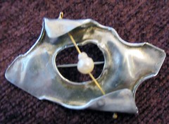 VINTAGE ARTISAN K K PEARSON STERLING BROOCH, 2 INCHES, 1981