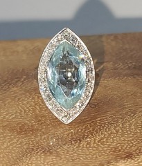 Vintage Platinum Engagement Ring 5.50ct.Natural Sky Blue Marquise Aquamarine