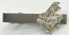 Silver & Gold Tone Rhinestone Detail Piano Tie Clip Fashion Jewlery SKU PB89