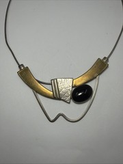 Hall McFall Modern Mixed Metals Necklace 925 Black Onyx 16″ Italian Snake Chain