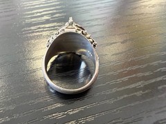 Vintage 925 Sterling Silver & Blue Sapphire Poison Pill Box Locket Ring Size 8.5