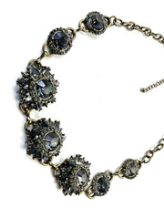 Vintage Smoky Gray Rhinestone Starburst Statement Necklace & Earrings Set