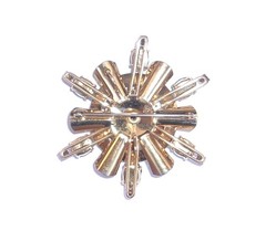 VTG JMS Gold 1/20 12K GF Blue Stone Pendant Brooch Star Burst Effect Signed
