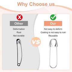 M METERXITY Safety Pin Silver Tone 1.93″